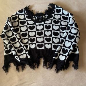 Just Polly black and white heart patterned sweater